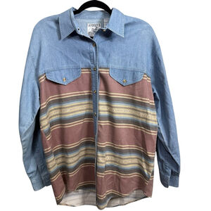 Vintage Andrew's Blues Button Down Shirt Size M Blue Multi-color